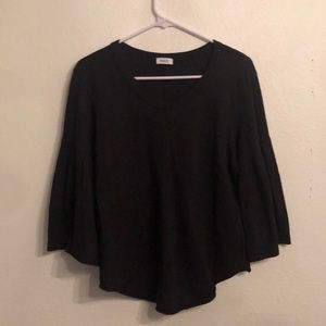 Wilt shrunken shirttail 3/4 pleated velour sleeve slub black